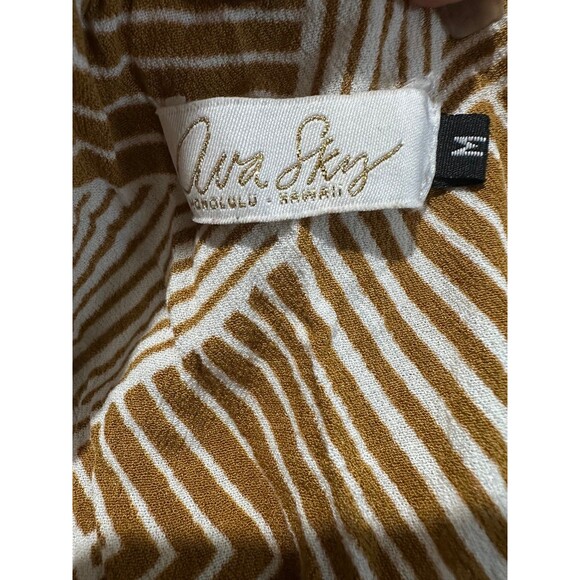 Ava Sky Women's Geometric On Off Shoulder Smocked Waist Wide Leg Midi Jumpsuit M - Picture 5 of 5